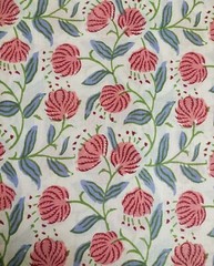 3 Yard Hand Block Print Handmade Cotton Indian Natural Sanganeri Print Fabric