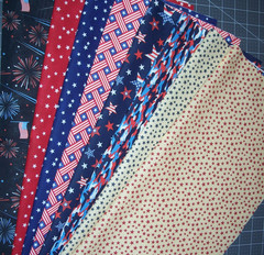 8 Patriotic Fat Quarters Bundle Fabric American Red White Blue Precut Cotton
