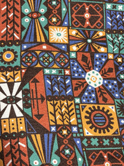 Multicolor Abstract Geometric Patterned Terry Cloth Fabric 92”x45”