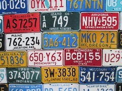 RETRO LICENSE PLATE ROUTE 66 HISTORICAL PLATES COTTON FABRIC FQ