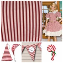 1/8″ and White Striped Fabric – 2 Yard Cut, 60″ Wide, Poplin 2 Yard pre Cut Red