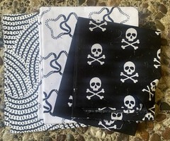 Lot Of 4 Black & White Fabrics Plus 5 FQ – 3 1/2 Yards-Skull Spider Webs