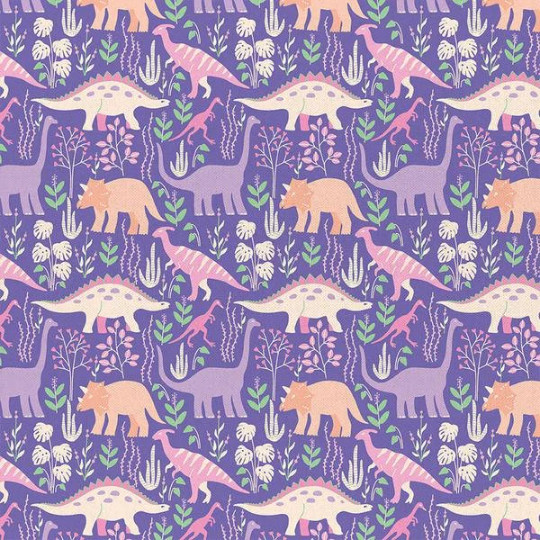 Dinosaur Stories – Land Dinos Purple – Paintbrush Studio Cotton Fabrics