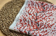Korean Traditional Red Plum Blossom Patterned Fabric made in Korea BTHY