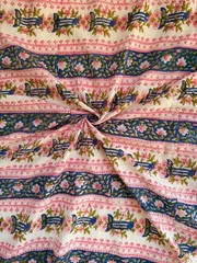Blue Pink Floral Hand Block Print Cotton Fabric Indian Sewing Fabric by Yard