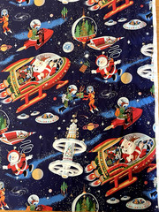 Alexander Henry “Santa in Space” Navy Blue – One Yard