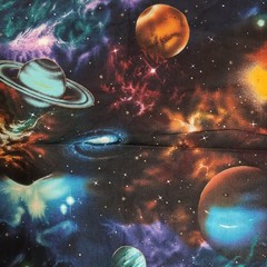 Robert Kaufman Stargazers Solar System Fabric remnant 23″ x 13″ planets stars