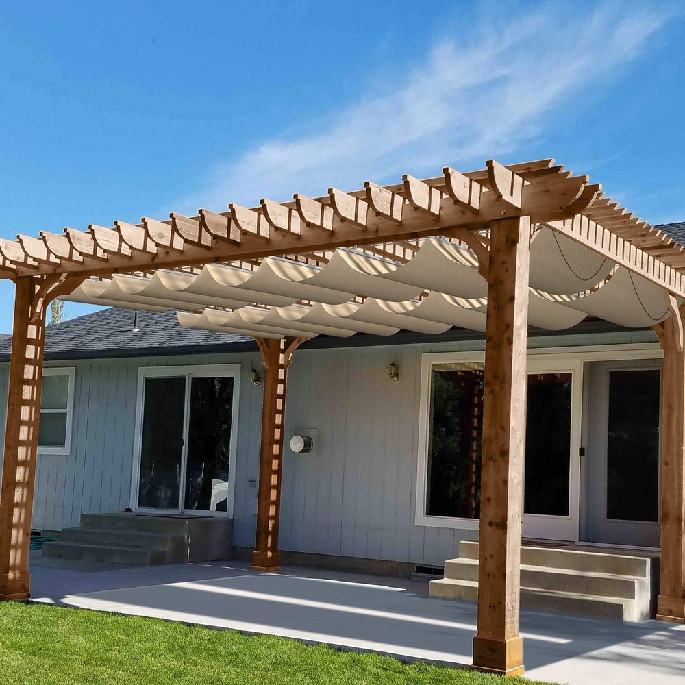 4’W x 16’L Waterproof Pergola Shade Cover Retractable Canopy Replacement,