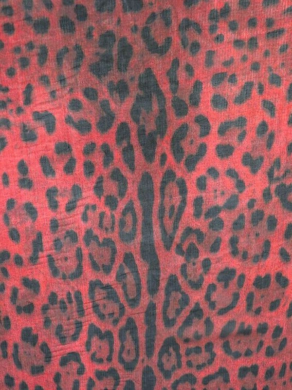 Red and Black Jaguar/Leopard Print 100% Silk Chiffon – So Fun!