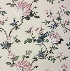 COVINGTON JOYBIRD 178 SILK BEIGE BIRD FLORAL MULTIPURPOSE FABRIC BY YARD 54″W