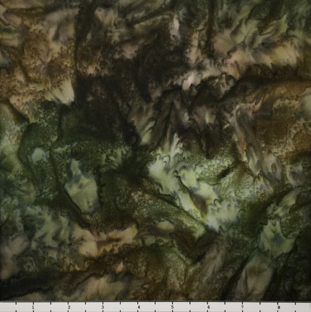1 Yard Cut of Lunn Fabric Handpaint 100% Cotton 1346 Forest Dark Green Brown