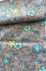 2 Yards – Blue Grey Floral Fabric Cotton Quilt Sewing Happy Floral Pink