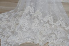 Vintage Cotton Embroidery Mesh Lace Fabric Tulle Lace Wedding Dresses Couture
