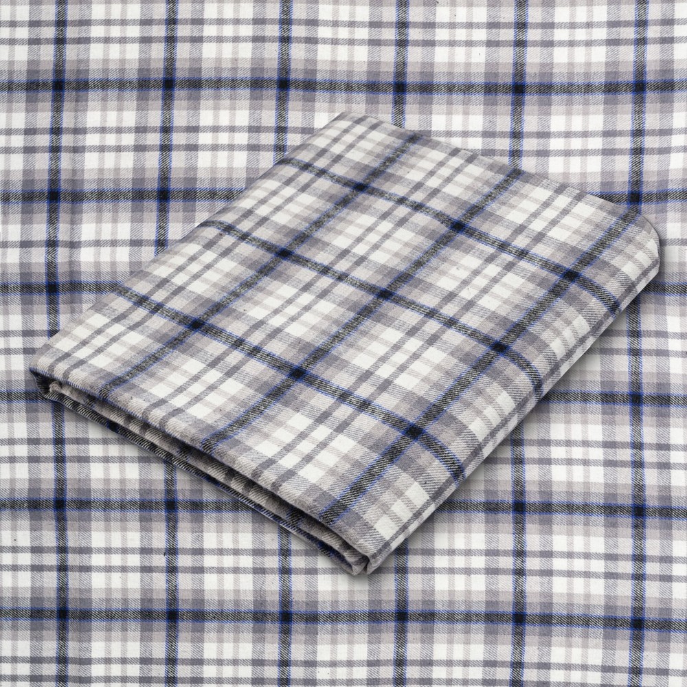 White and Gray Tartan Plaid Cotton Flannel Fabric – 60″ Wide – Sold by the Yard