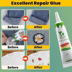 Super Strong Fabric Glue 60ml – Clear Washable Adhesive for Clothing, Patches, L