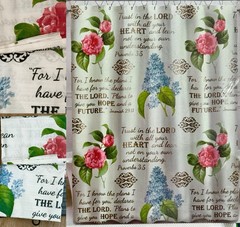 Christian Bible Verse 4yd Fabric Lilac Damask Rose Shower Curtain Fleur De Lis