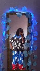 Blue & Black Red Women African Ankara Print Fabric 100% Cotton 1AK04