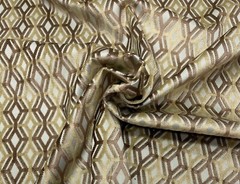 CLARENCE HOUSE MILO BROWN TAN MODERN GEO DIAMOND VELVET FABRIC BY YARD 50″W
