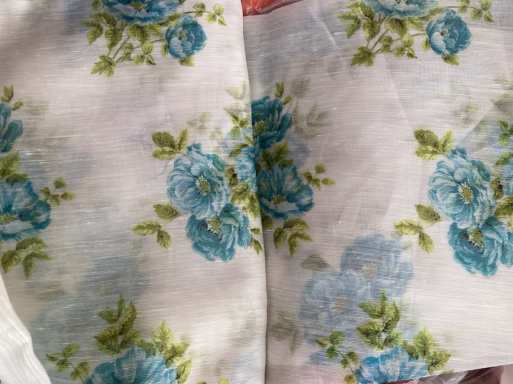 vintage fabric remnants Floral Designer 55% Silk + 45% Linen DIY material