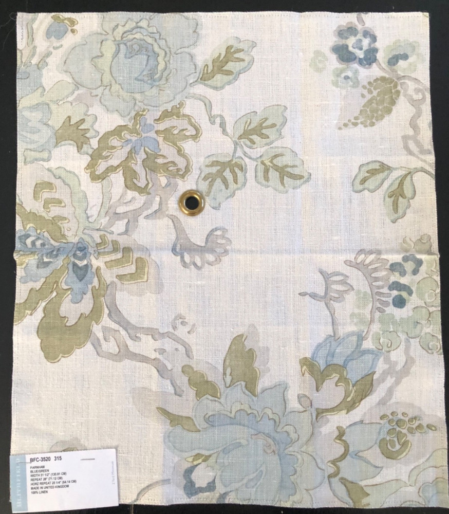 Blithfield LEE JOFA Parnham in Blue, Green 15 1/2 x 17 7/8″ Fabric Sample