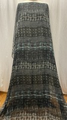 Poly Rayon Blend Chiffon Abstract Ikat Tribal Black Teal Fabric By The Yd 60″W