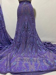 Stretch Lavender Sequin Lace Fabric/ Sequin Lace Fabric/Sequin for Prom-Per Yard