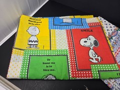 Vintage 2.5 POUNDS LOT Sewing Craft Fabric Snoopy Peanuts Floral 1970s NOS