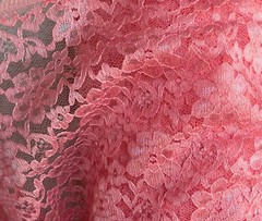 Coral Sheer Mesh Floral Pattern Raschel Lace 60″ Polyester Fabric By The Yard