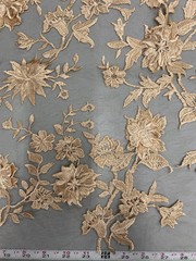 Nina BEIGE Polyester 3D Floral Embroidery on Mesh Lace Fabric by the Yard – 100