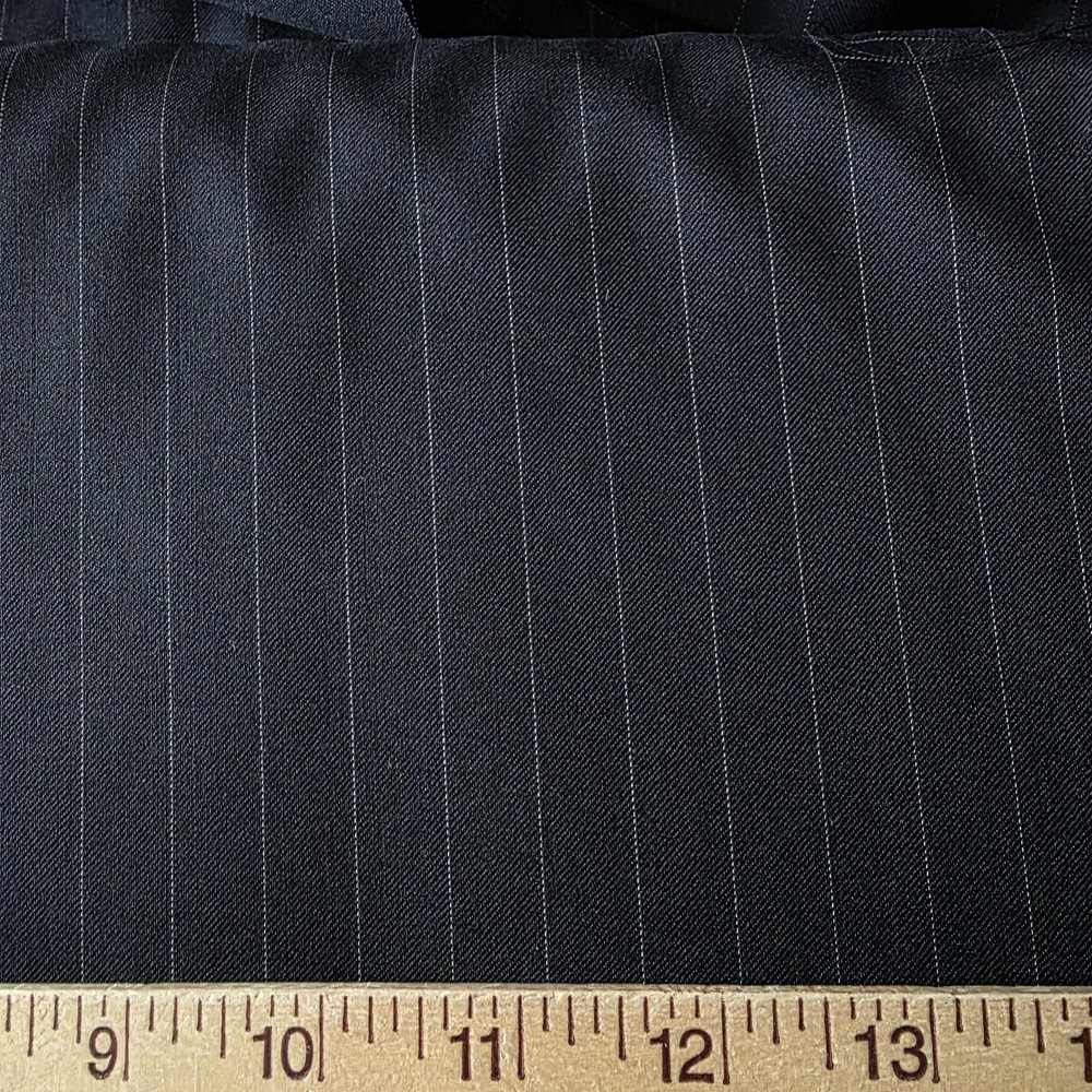 Midnight Black with Ivory Pinstripe Super 110s Italian Wool Suiting – Designer!