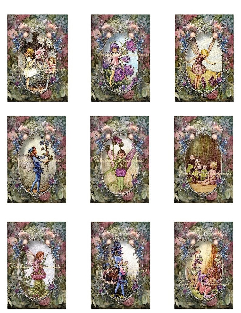 Vtg Flower Fairies by Cicely Barker A MULTI-SIZE SET Cotton Fabric Quilt Blocks