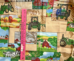 VTG John Deere TRACTORS Barns Farms & Equipment Logo &Tan Plaid Patches BTFQ