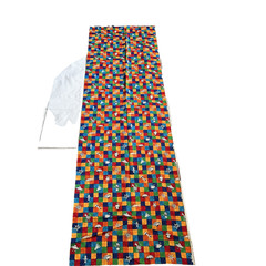 Cranston Print Works Co Bright Colored Checks Robots Astronaughts Space 2 Yards