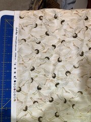 3 Yards Quilt Gate H3890-14 Cream Bird Print Fabric, Birds Theme
