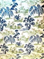 4 Yards Premier Prints Meadow-Slub Linen White Printed Drapery Fabric in Bermuda