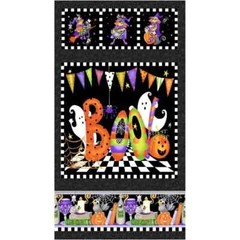 Halloween Boo Fabric Glow in Dark Ghost Pumpkin Cotton by Henry Glass 24″ Panel