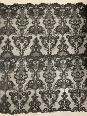 Vivian BLACK Polyester Embroidery with Sequins on Mesh Lace Fabric by the Yard
