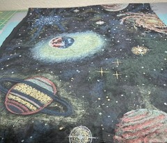 Vintage Outer Space Galaxy Cotton Fabric – Planets Saturn Nebula Stars Material