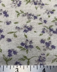 VTG Retro Cotton Flannel Fabric Purple Floral Print White 44” Wide x 6.3 Yards