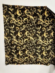 Versace Baroque Gold Black Cotton Velvet Upholstery Fabric 1 Yard
