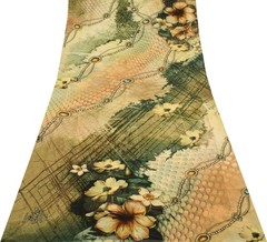 Sushila Vintage Branded Scrap Saree Georgette Silk Digital Printed Sari Fabric
