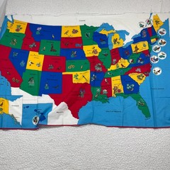 Map of the USA Fabric Panel Craft Sewing Cloth Sheet 59 x 32″ State Names