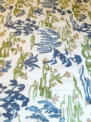 4 Yards Premier Prints Meadow-Slub Linen White Printed Drapery Fabric in Bermuda
