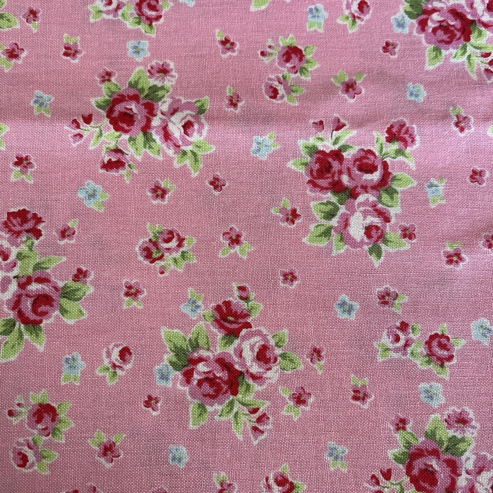 Floral Collection Flower Sugar Japan Pink Roses Tossed On Hot Pink Lecien BTY