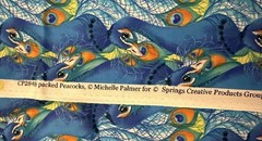 Packed Peacocks Michelle Palmer For Springs Creative Products Fabric 36 x 44”