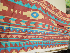 Original Santa Fe Aztec Western Theme 100 Cotton Brick Red Teal Brown 1/2 Yrd