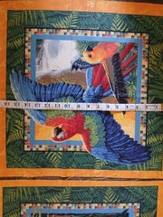 FABRIC WINGS OF PARADISE PARROT BIRD Tropical 12 PANELS 3 WALL HANG PILLOW CRAFT
