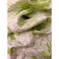 Green White Floral Linen Cotton Fabric Botanical Medium Weight 56″ Wide By Yard
