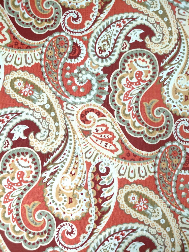 NOS Bryant Fabric Upholstery Fall Colors Paisley 56X3YDS Cottage Heritage Orange