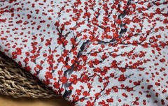 Korean Traditional Red Plum Blossom Patterned Fabric made in Korea BTHY